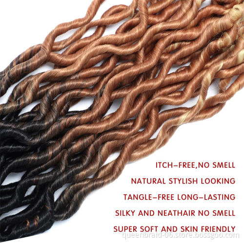 Goddess Locs Crochet Hair Wavy Faux Locs with Curly Ends Synthetic Braiding Hair Extension Dreadlocks Soku Ombre Twist Hair